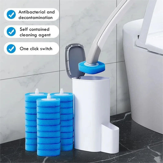 Wall-mounted Disposable Toilet Brush Cleaner Long Handle Bathroom Cleaning Brush With Replaceable Brush Head Toilet Accessories