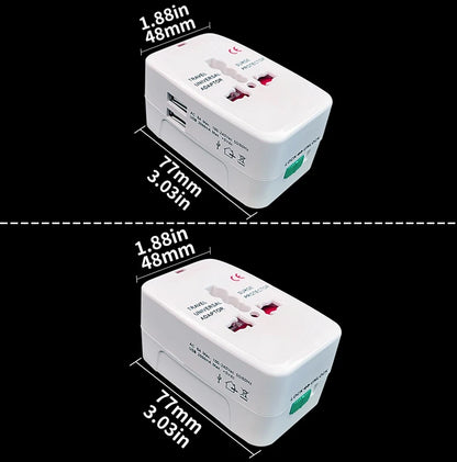 Universal Travel Adapter With 2 USB Ports Power Charger Adapter Outlet Converter Socket Plug Adaptor Connector EU UK US AU