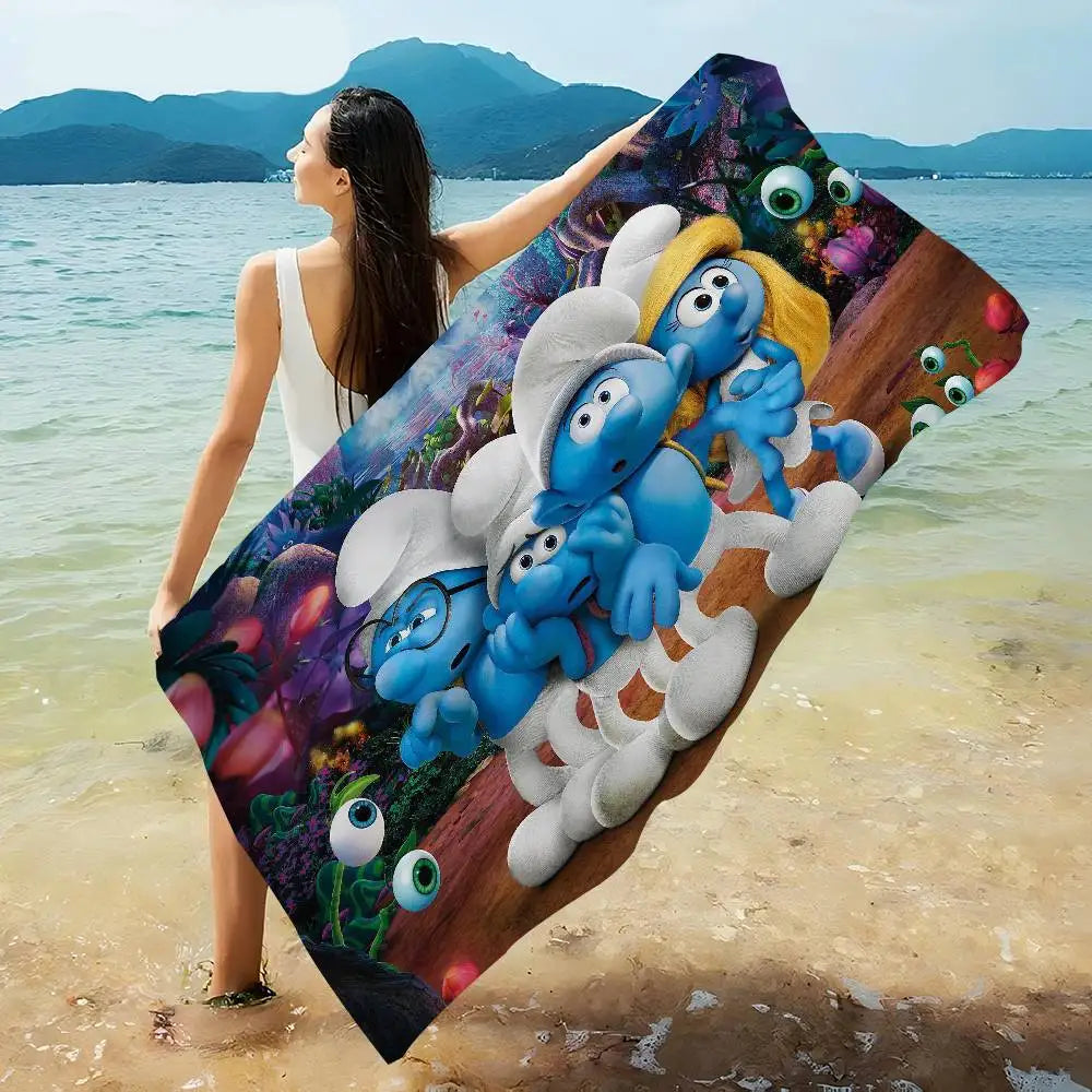 Cartoon S-Smurfs Cartoon Beach Towel Cute Kawaii Room Decor Bath Girls Children Hand Towels For Bathroom Shower