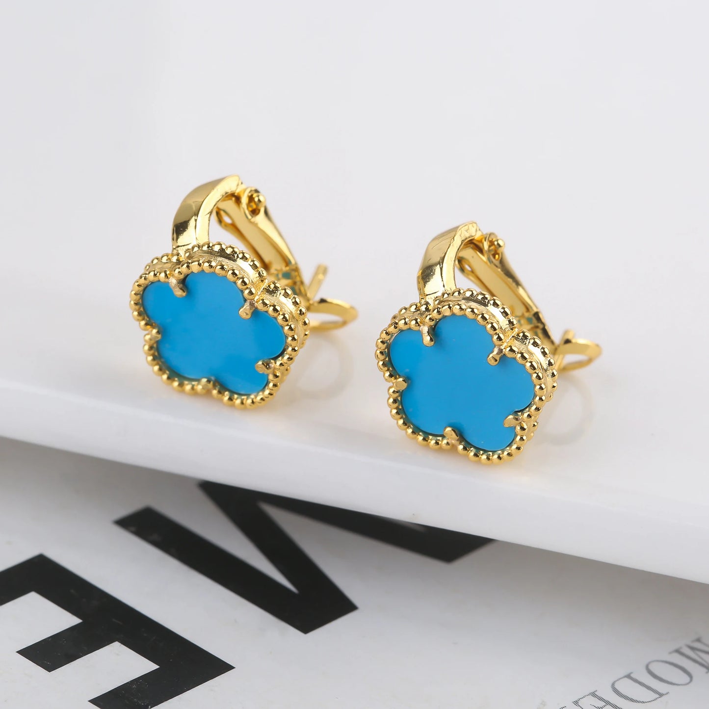 Irregular New Double Sided Natural Stone Shell Plant Five Leaf Flower Jewelry Set Necklace Earrings Women's High Quality Clover