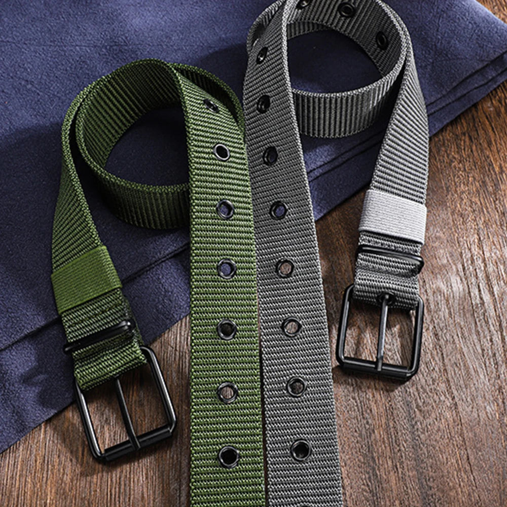 Perforated Canvas Belt Men's Needle Buckle Belt Student Youth Korean Adjustable Multi-Hole Belt Student Jeans Belt