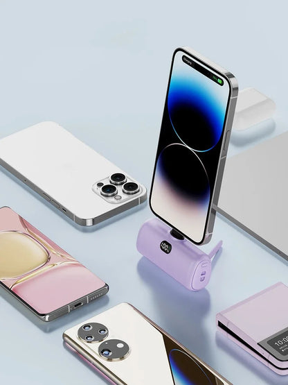 New Mini Capsule Power Bank Pocket Fast Charging Digital Display Power Bank Holder Portable Power Bank for iPhone,Xiaomi,Huawei