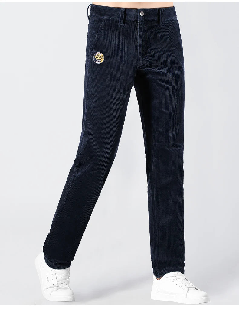 2024 Winter Corduroy Pants for Men Casual Stretch Cotton Straight  Mens Trousers Mid Waist Korean Style  Free Delivery Plus Size