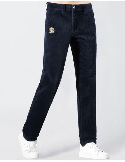 2024 Winter Corduroy Pants for Men Casual Stretch Cotton Straight  Mens Trousers Mid Waist Korean Style  Free Delivery Plus Size