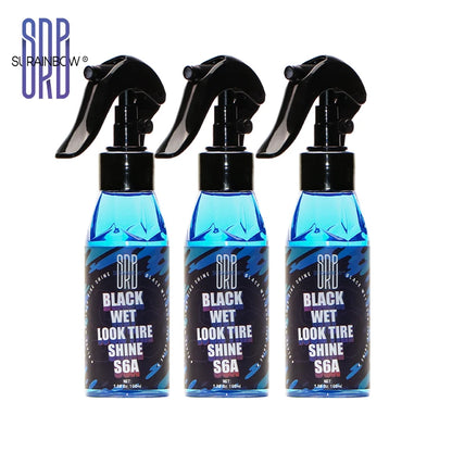 Black Wet Look Tire Shine Dressing -Automotive Clear Coat Tire Dressing Spray for Glossy Wet Tire Look, Vinyl & Plastic, with UV