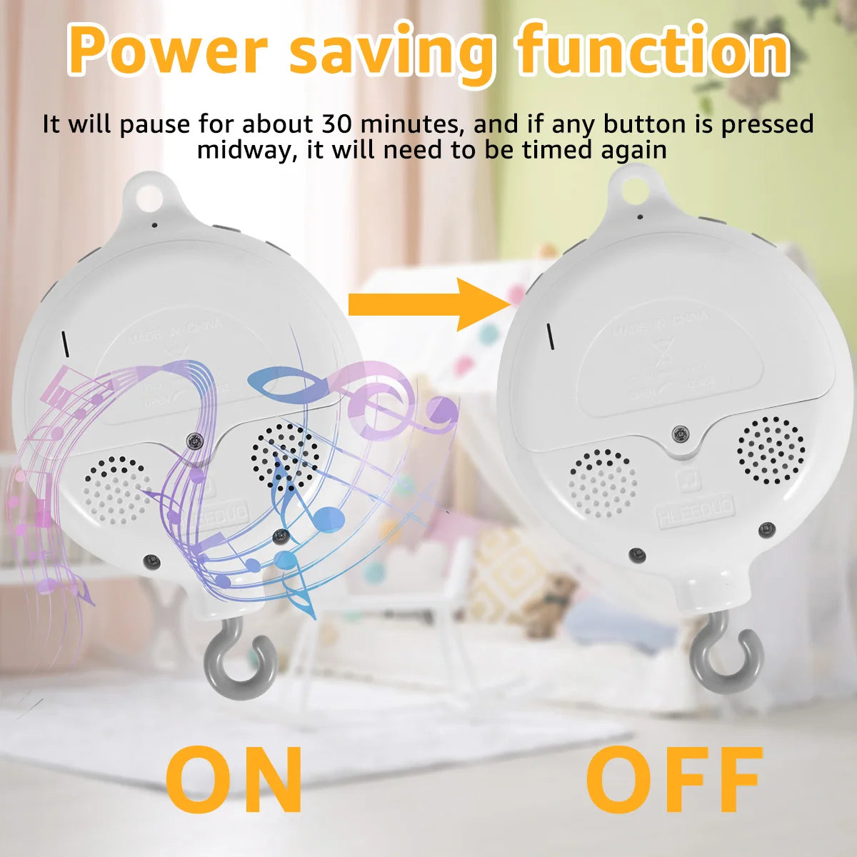 Baby Mobile Music Box Crib Mobile Motor with 3 Modes Volume Adjustable 35 Lullabies Baby Mobile Music Box for Bassinet