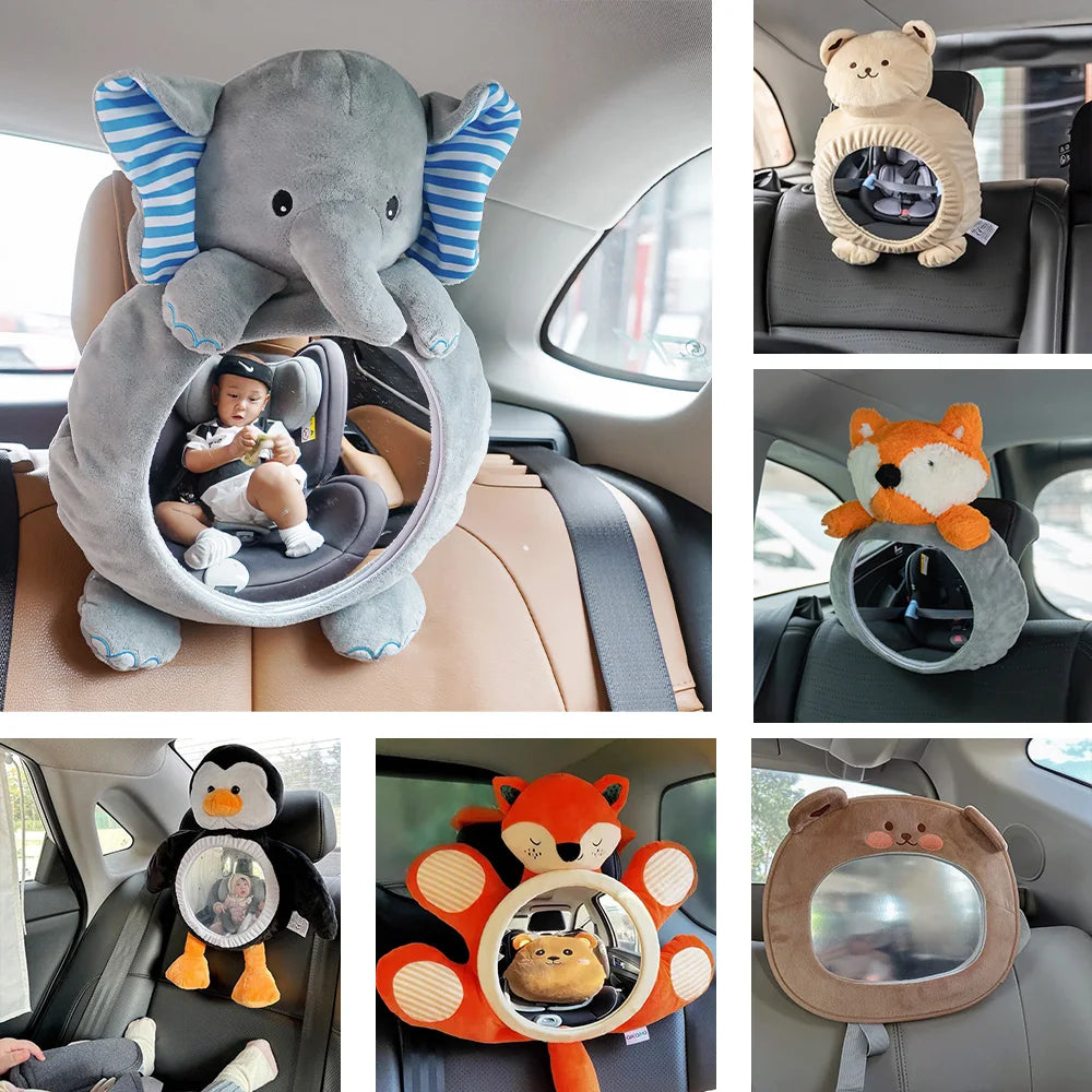 1PCS Easy View Baby Car Mirror, Safety Car Seat Cartoon doll Mirror for Rear Facing Infant, Wide Crystal Clear View,Shatterproof