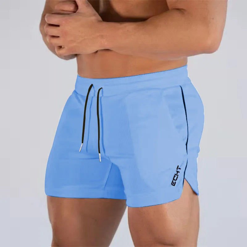 2024 New Fitness Big Muscle Man Fitness Slim Shorts Run And Train On The Beach With Pull Rope And Three Point Fitness Shorts