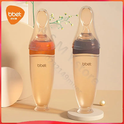 BBET Squeezing Feeding Bottle Silicone Newborn Baby Training Rice Spoon Infant Cerea Food Supplement Feeder Safe Tableware