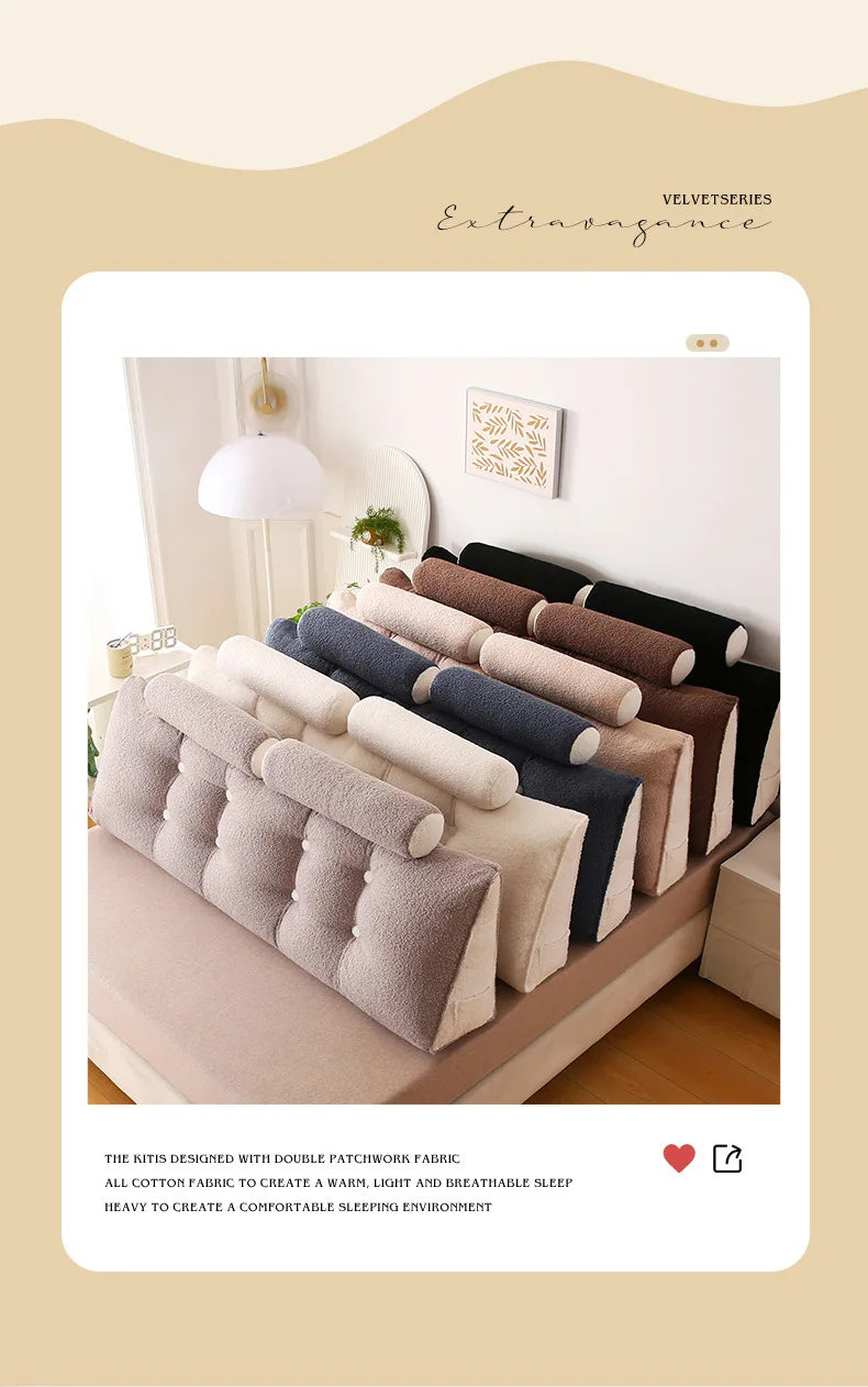 Headboard Pillow Lambswool Triangle Cushion Backrest Pain Relief Sofa Waist Cushion Wedge Sleeping Pillows for Bed Decorative 이불