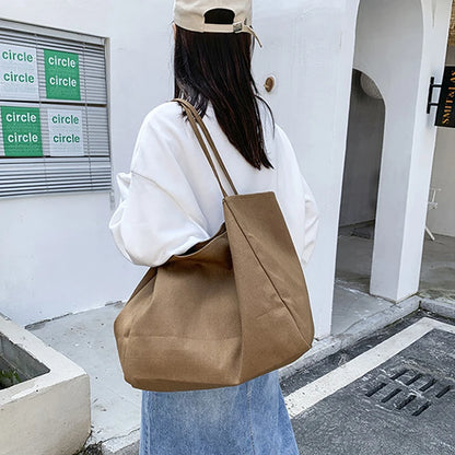 Casual Large Capacity Canvas Shopper Totes High Quality Eco Reusable Grocery Handbag For Women Travel Shoulder Bags Daily Pouch