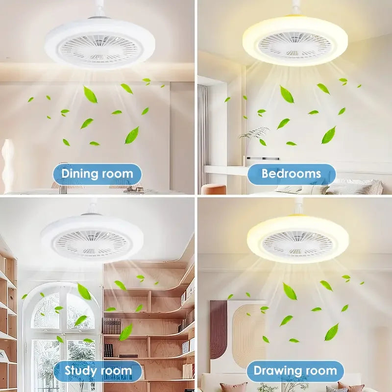 Smart 2-in-1 Ceiling Fan with Remote Control and 3-Speed E27  Lighting Base For Living Room Bedroom Fan and Lamp