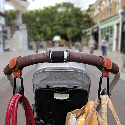 Baby Stroller Hook Fashion PU Leather Adjustable Pram Hook Cart Organizer Diaper Bag Hanger Children Boy Girl Travel Accessories
