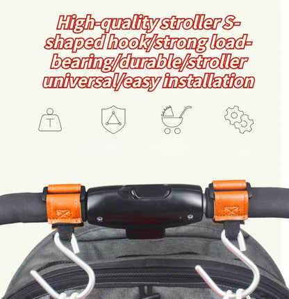 Baby Stroller Hooks 2Pcs Leather Hook  for Hanging Diaper Bags Kindergarten Universal Accessory