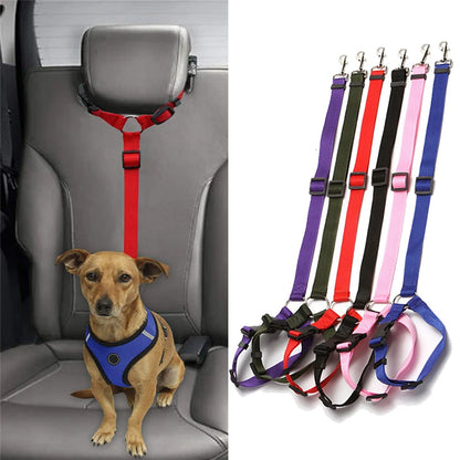Car Seat Belt for Dogs, Two-in-one Nylon Leashes Backseat Safety Belt, Adjustable Dogs Harness Collar, Pet Accessories