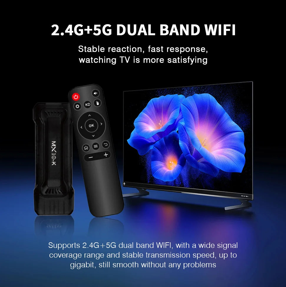 4K Stick TV MX10-K 4GB OS 10 Smart ATV BT5.0 Media Player HDMI 1.4 Dual WiFi 2.4G/5.0G TV Box Android 2025 New Model