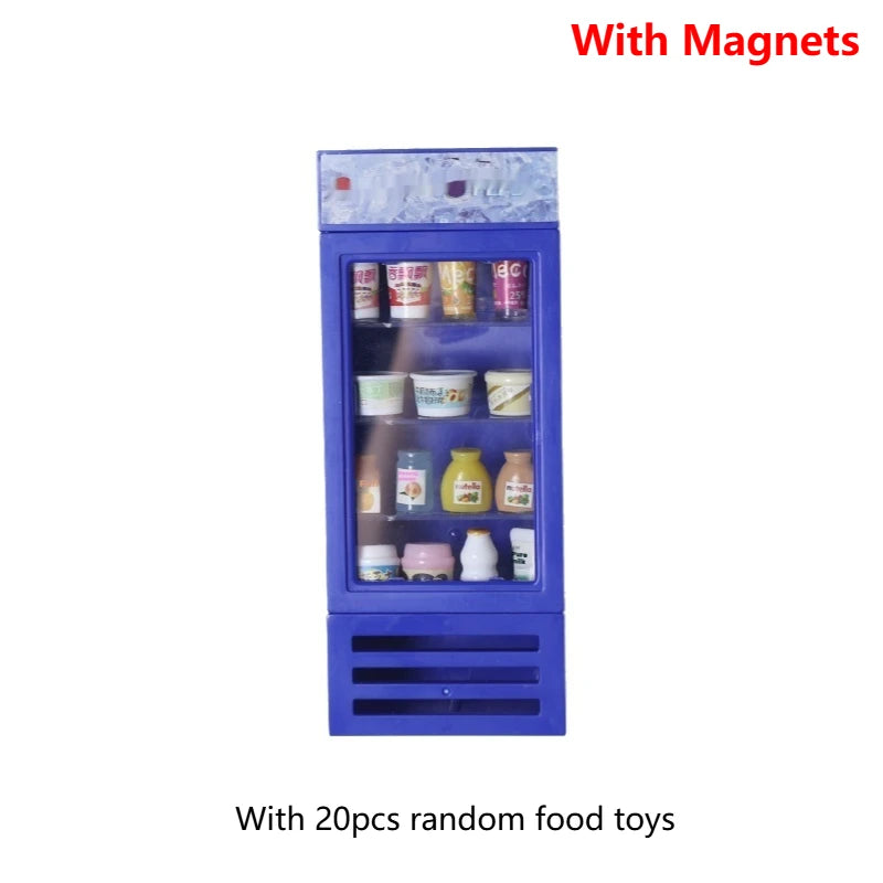 3d Fridge Magnets Miniature Fridge Shelfs Freezer Magnetic Refrigerator Sticker With Food Toys Home Decore Dollhouse Models