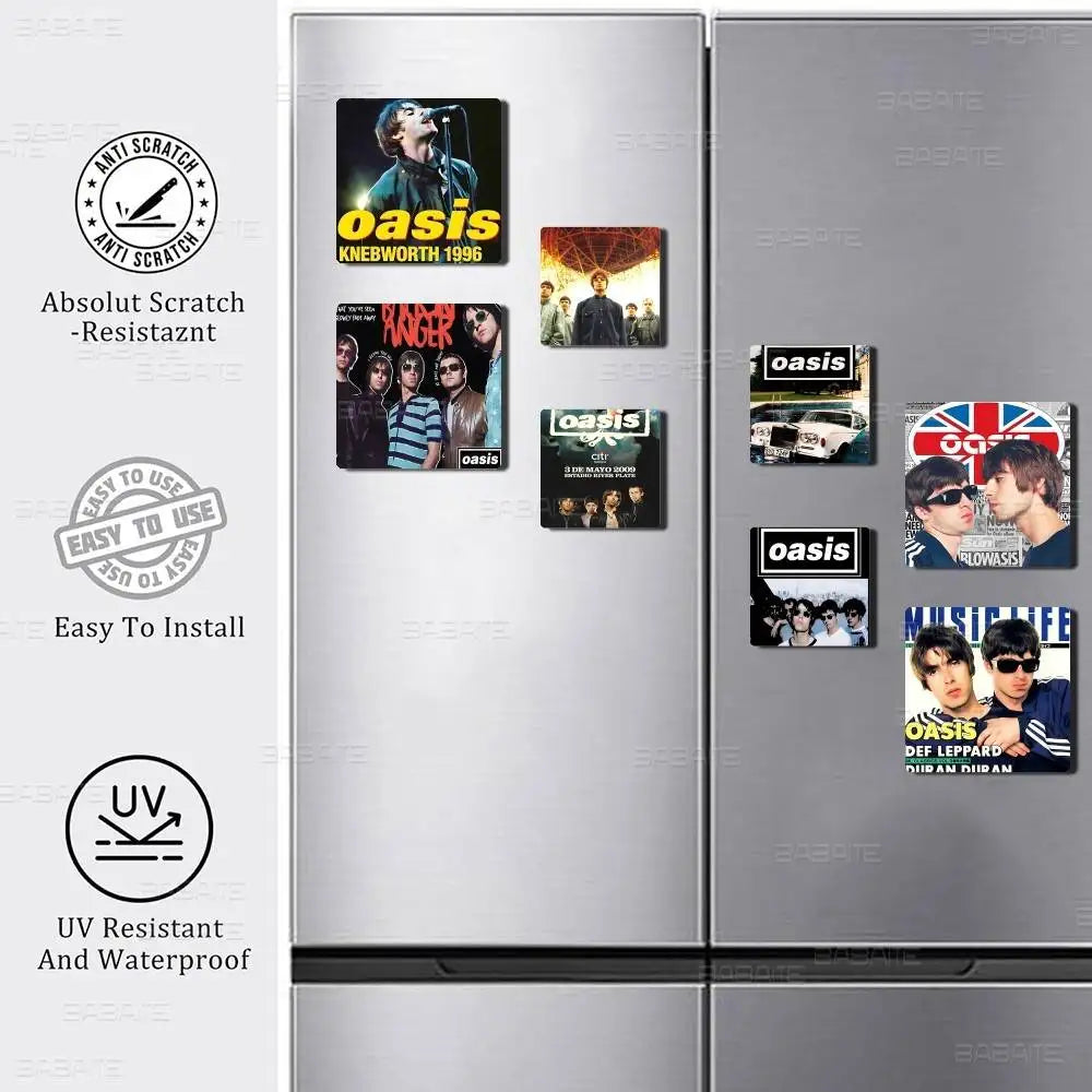 Rock O-Oasis Band  Fridge Magnet Photo Personalized For Office Family Kitchen Refrigerator Friends Gift Holiday Decor
