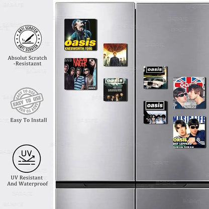 Rock O-Oasis Band  Fridge Magnet Photo Personalized For Office Family Kitchen Refrigerator Friends Gift Holiday Decor
