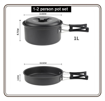 Camping Cookware Set for 1-7 Persons, Lightweight and Portable Pot and Pan with Carrying Bag, Perfect for Outdoor Camping