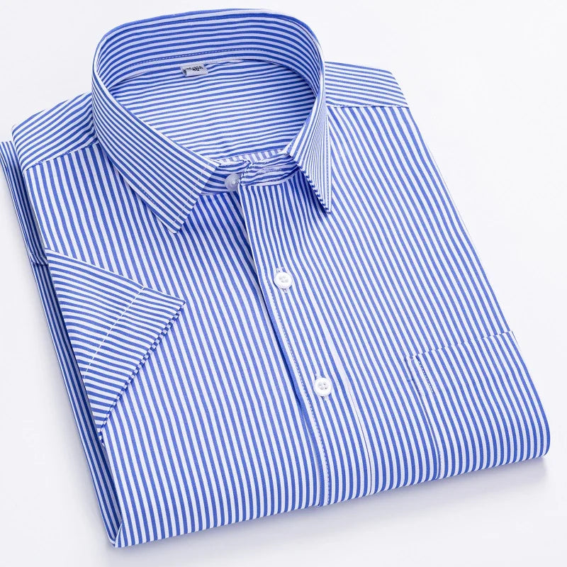 Men's short-sleeved shirt casual non-ironing anti-wrinkle spring summer shirt top high-quality slim-fit formal wear to work