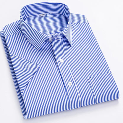 Men's short-sleeved shirt casual non-ironing anti-wrinkle spring summer shirt top high-quality slim-fit formal wear to work