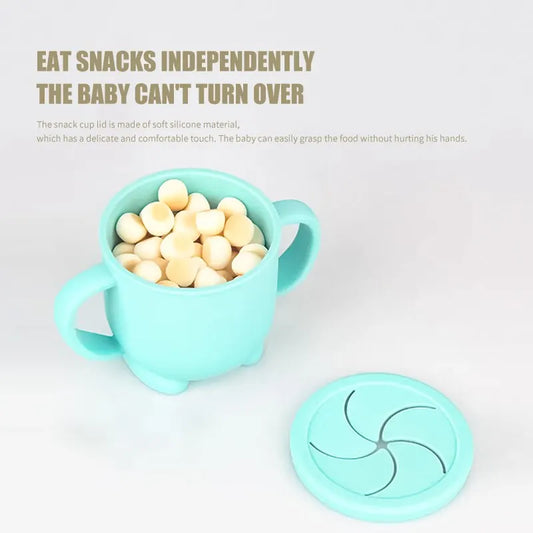 Silicone Baby Snack Cup Kids Solid Color Silicone Food Box Baby Portable Baby Snack Container with Baby Cup Lid