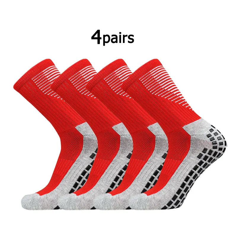 4 pairs New Football Socks Men and Women Sports Socks Non-slip Silicone Bottom Soccer Basketball Grip Socks