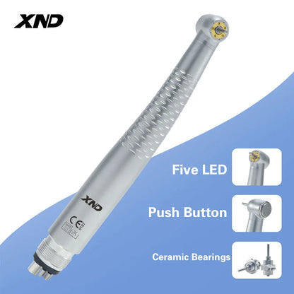 XND Dental 5 SMT LED Light Air Turbine High Speed Handpiece with 5 Water Spray Shadowless 2/4 Holes Teeth Drill Dental Supply