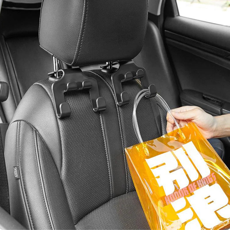 Car Seat Headrest Hook Hanger Black Storage Organizer Universal For Handbag Purse Coat Fit Universal Vehicle Car Holder