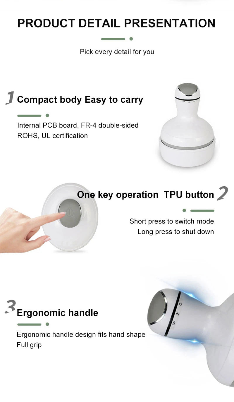 Head Scalp Massager with 4 Replacement Massage Heads Portable Head Scratcher For Stress Release and Hair Growth