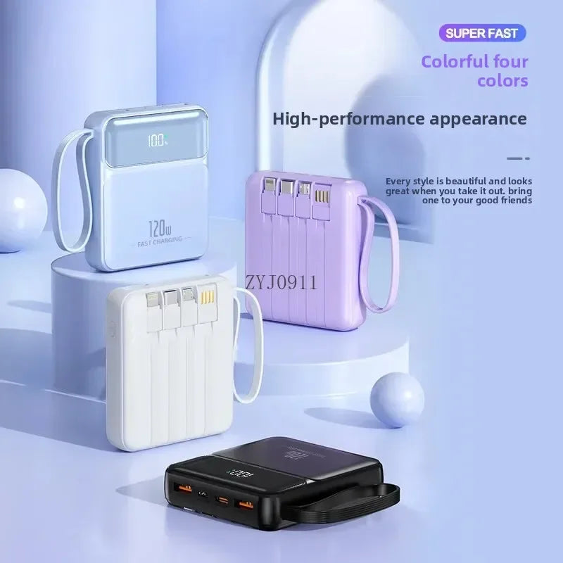 A Brand-new 120W Three-in-one 20,000mah Super Fast Power Bank with Large Capacity, Built-in Cable and Digital Display Powerbank