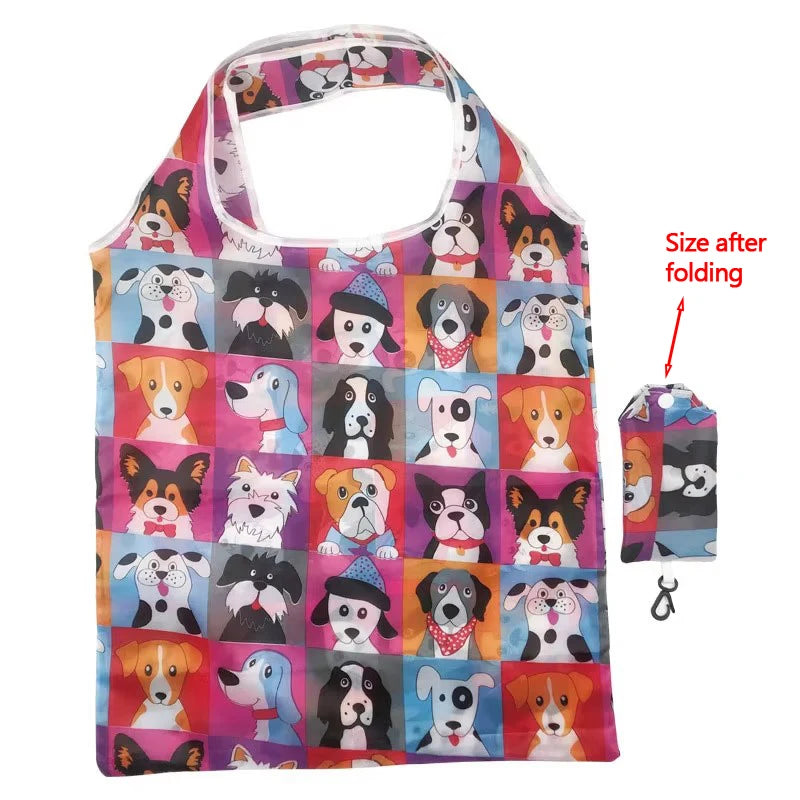 Reusable Shopping Bag Nylon Foldable Grocery Bag Creative Eco-Friendly Tote Bag Lightweight and Durable