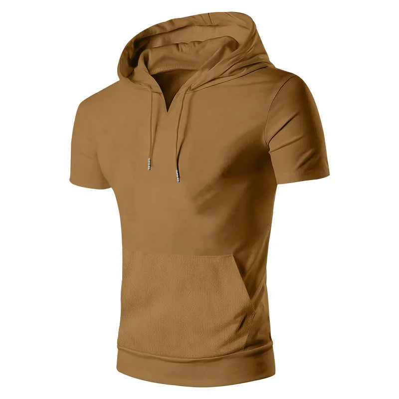 2024 Amazon New Men's Athleisure European and American Hooded Loose Short Sleeves