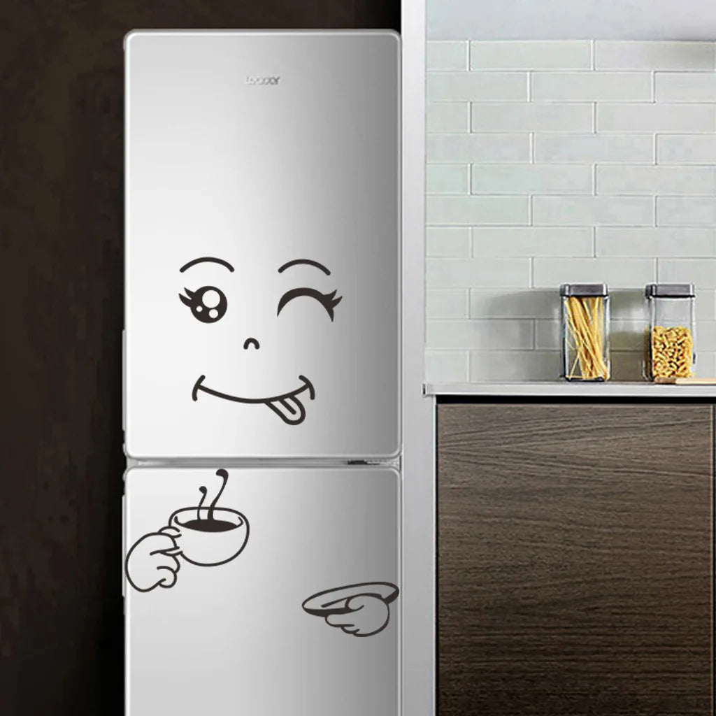 Fridge Cute Stickers Fridge Magnet Fridge Happy Delicious Face Kitchen Fridges Wall Stickers Art Cute Wall Sticker Home Decor