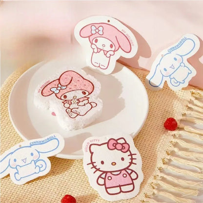 Sanrio Hello Kitty Sponge Dishwashing Brush Anime Character Creative Sponge Kitchen Cleaning Supplies Soft Cleaning Sponges