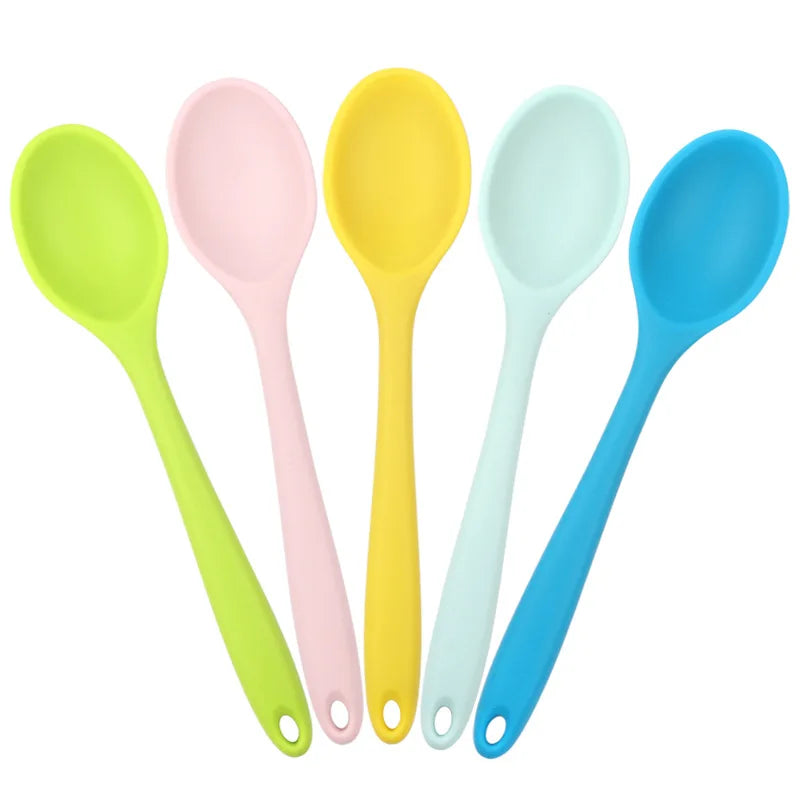 Silicone Spoon Integrated Rice Spoon Multicolor Silica Gel Salad Spoon Cake Baking Spoon Kitchen Cooking Spoon Kitchen Tools