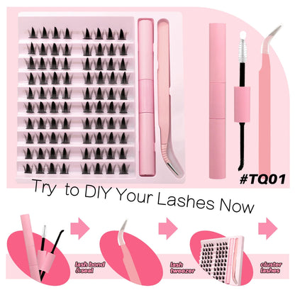 Diy Lash Extension Kit Cluster Eyelash Extension Kit Individual Lashes Kit Lash Bond and Seal Lash Glue and Lash Tweezers Makeup