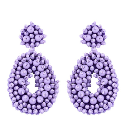 Bohemian Black Beaded Earrings Handmade Beads Drop Dangle Earrings For Women Statement Earrings Big Jewelry Brincos Accessories