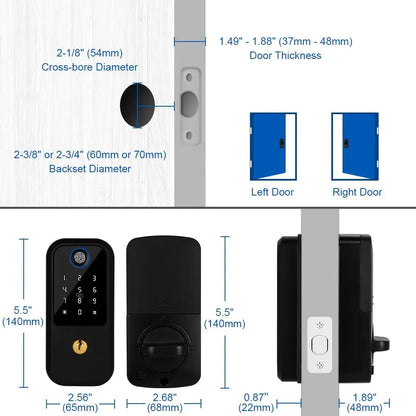 Smart Deadbolt Lock with Keypad, Fingerprint Door Lock, Keyless Entry Door Lock Door Auto Digital Electronic Lock for home