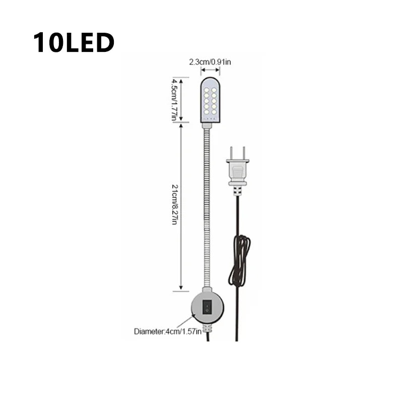 10/30LEDs Sewing Machine Light LED Portable Work Light,Flexible Gooseneck Lampe with Magnetic Base for Workbench Lathe