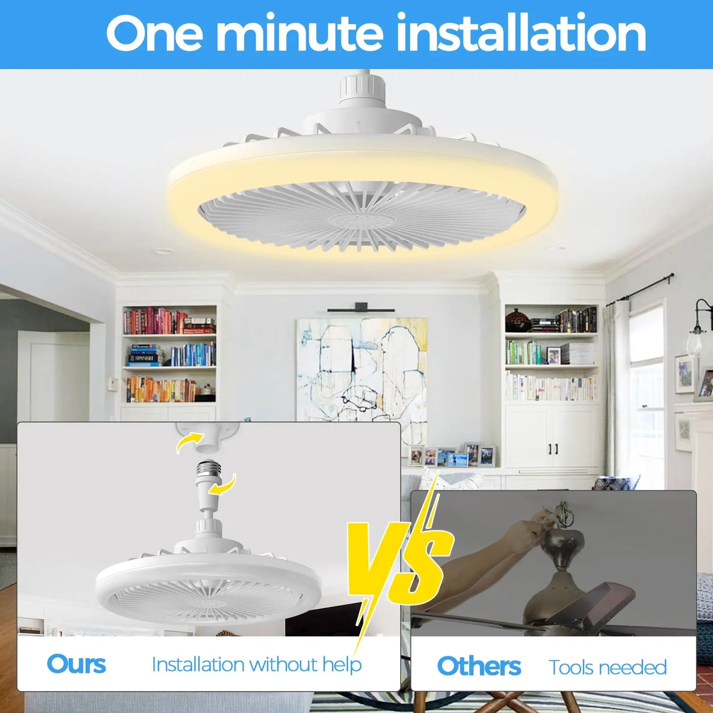 Smart Control Ceiling Fan 360 Rotation Ceiling Lamp Silent Room Fans LivingRoom Kitchen Energy saving Household Decorate