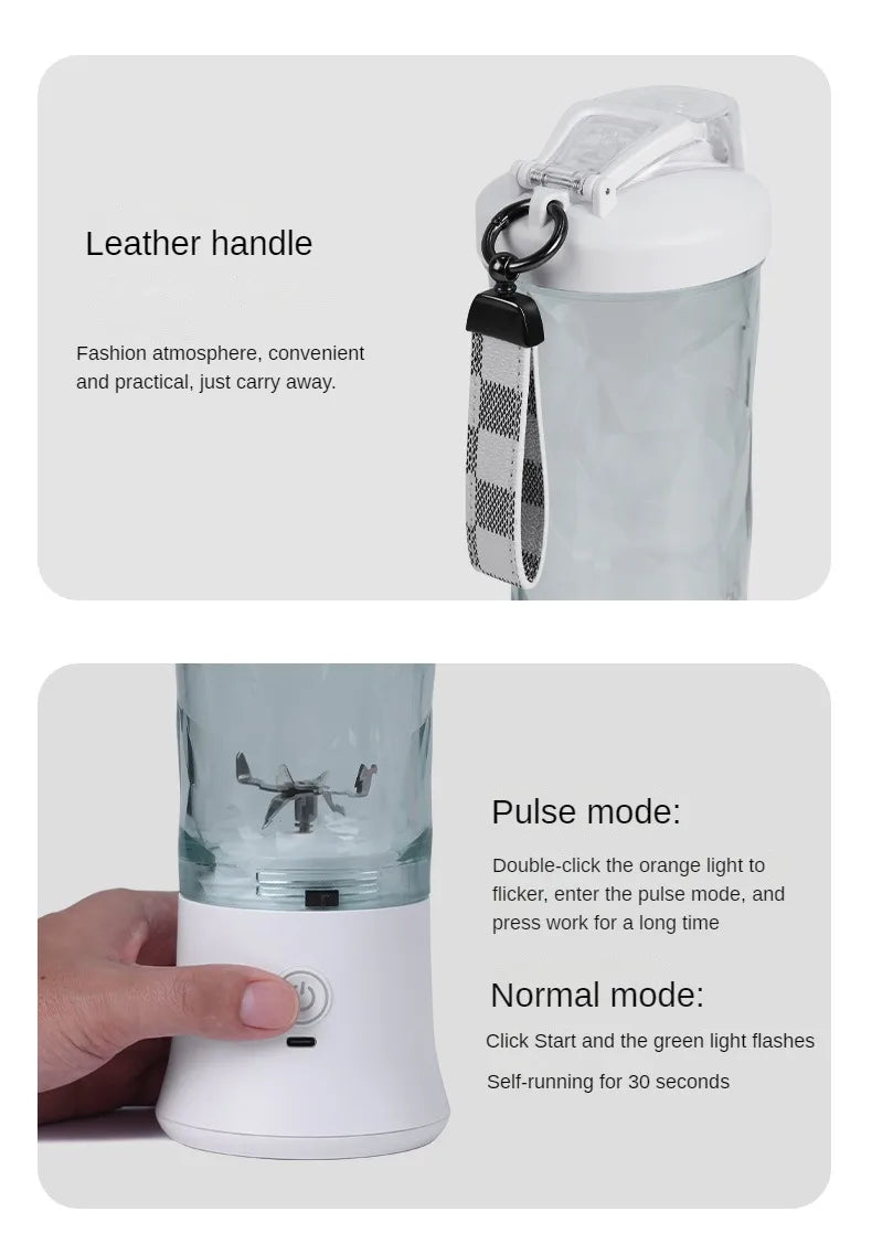 Portable Blender Juicer Multifunctional Usb Charging 600ml Electric Juicer Machine Fresh Fruit Juice Blender Smoothie Cup Bottle