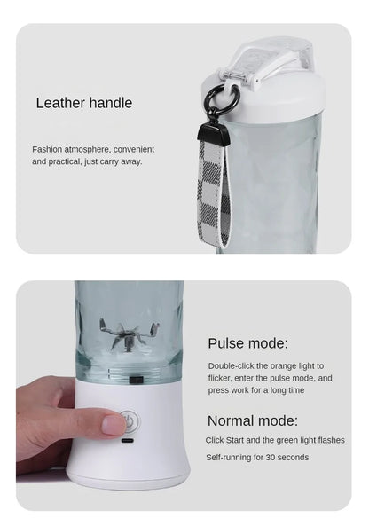Portable Blender Juicer Multifunctional Usb Charging 600ml Electric Juicer Machine Fresh Fruit Juice Blender Smoothie Cup Bottle