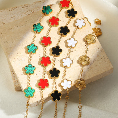 Fashion Flower Stainless Steel Bracelets For Women Trendy Gold Color Metal Bracelet Party Birthday Daily Cute Romantic Jewelry