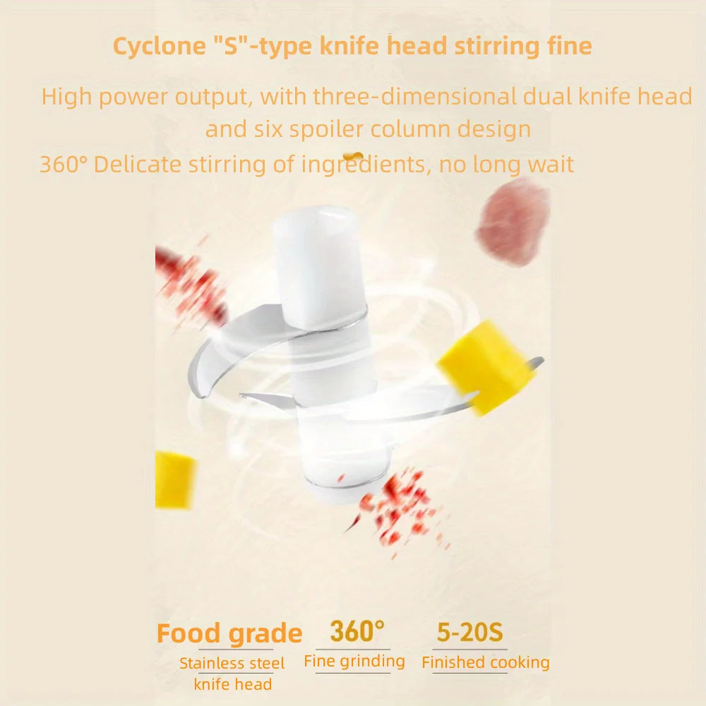 250ML USB Rechargeable Electric Vegetable Chopper and Garlic Crusher - Mini Wireless Food Chopper for Kitchen Gadgets for Garlic