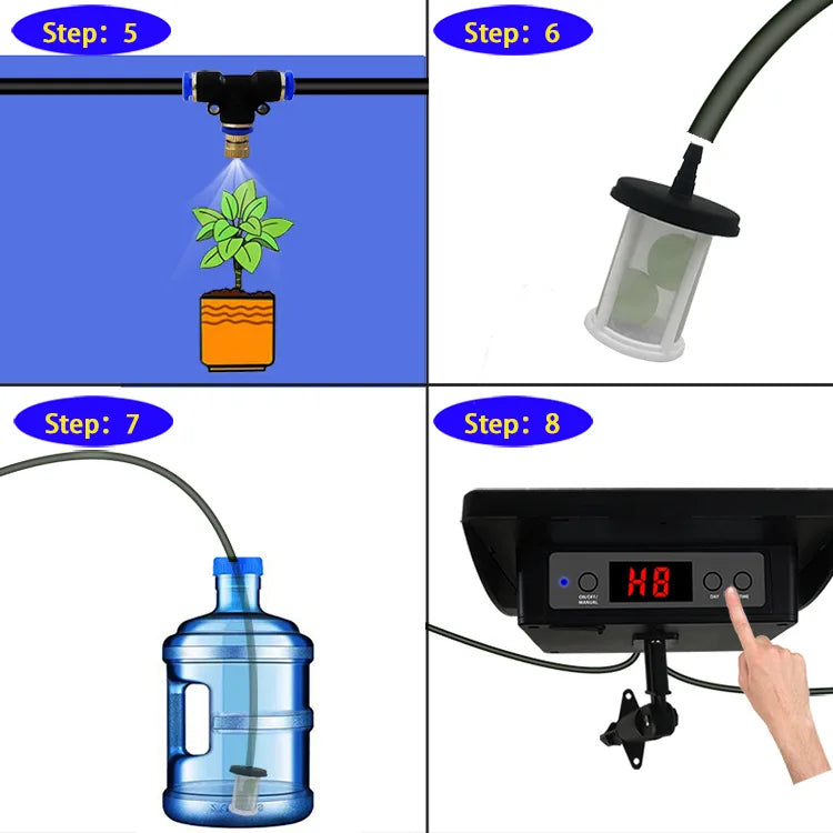 Solar Irrigation System for Garden Plant Automatic Drip Irrigation System DIY Garden Watering System Drip Hose Irrigation