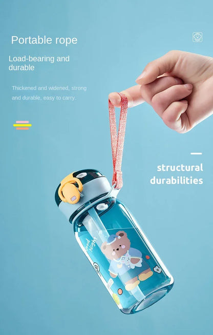Kids Cartoon Water Sippy Cup with Straw Cute Bear Leakproof Water Bottles Outdoor Portable Drink Bottle Children's Lovely Cup