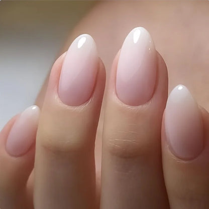 24PCS Long Coffin Pink Press On Nails Fake Press On Nails Gradation Press On Nails Summer Nails