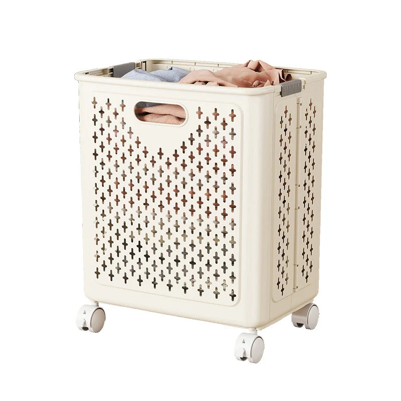 Foldable Laundry Baskets With Wheels Dirty Clothes Basket Large Capacity Cart Bathroom Multifunctional Storage Basket